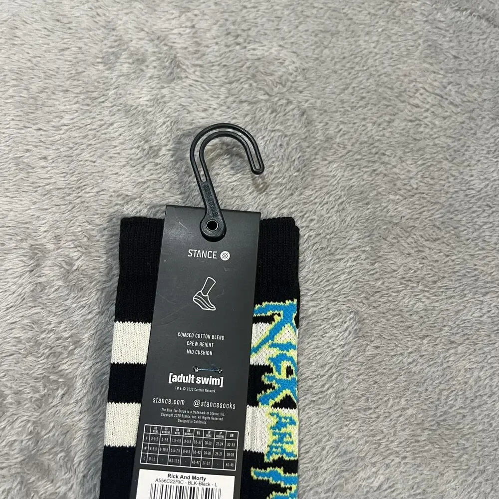 Stance Rick And Morty Socks Mens Large Black Crew Casual Adult Swim TV